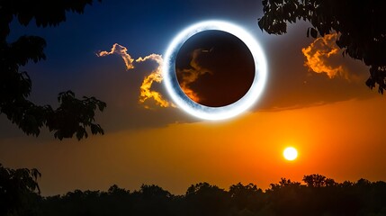 Annular Solar Eclipse Sunset Sky - Celestial events