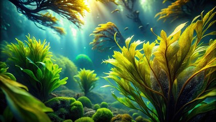 Close-up seaweed portraits: showcasing the hidden artistry of botanical life beneath the waves.