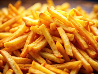 Crispy Golden French Fries, Tilt-Shift Photography, Appetizing Food Photo, Delicious Fast Food