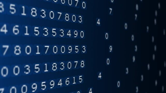 encrypted numeric code authentication cyber security concept video background random numbers