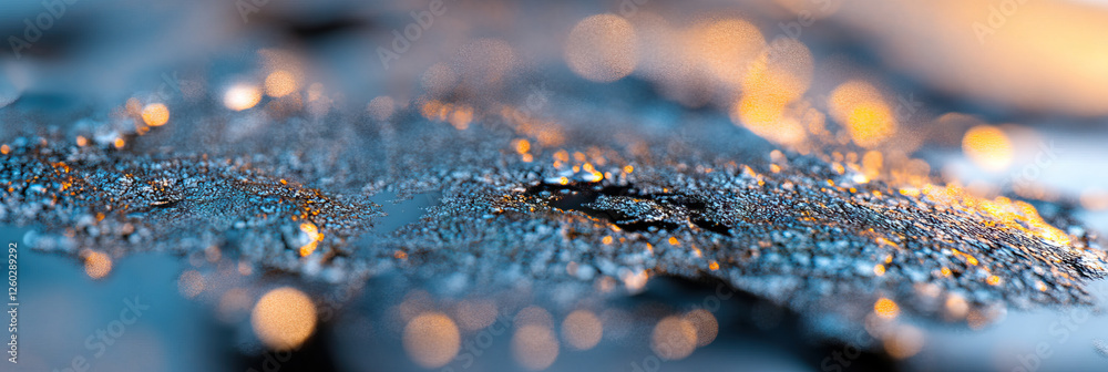 Poster close-up of icy surface with irregular patch and bokeh