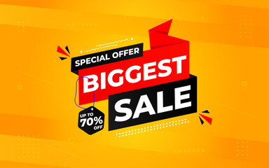 Obraz premium Biggest sale banner. Biggest sale of the year banner. Sale and discounts Biggest sale, Promotion special marketing poster design for digital and print market.
