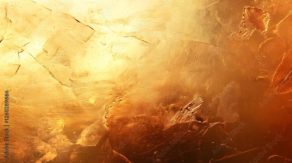 Leinwandbilder Intense glowing metallic rust and bronze abstract texture with cracked distressed oxidized and burnished details  Dramatic fiery smoldering chaotic digital fractal pattern background with a rough
