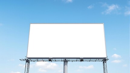 Obraz premium Large Blank Outdoor Billboard Against a Bright Blue Sky for Advertising, generator AI