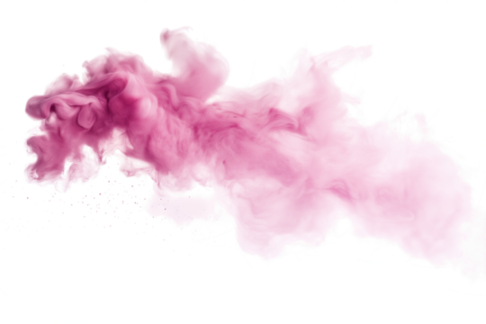 soft pink smoke clouds isolated on transparent white background