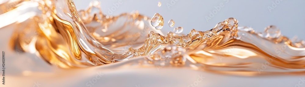 Poster dynamic golden figure flows elegantly into luminous waves of light, representing a journey of transf