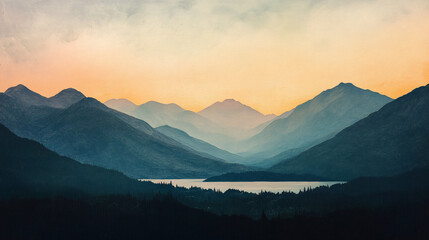 Majestic mountains at sunrise