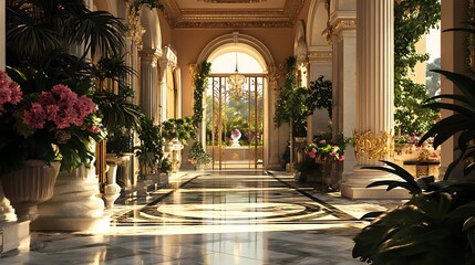 Chic urban mansion with expansive glass windows and a sparkling pool image