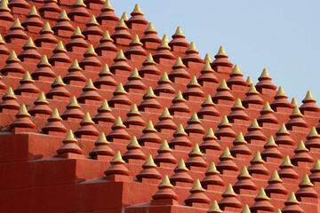 Abstract detail of the decoration of a Hindu temple in Gujarat, India.
