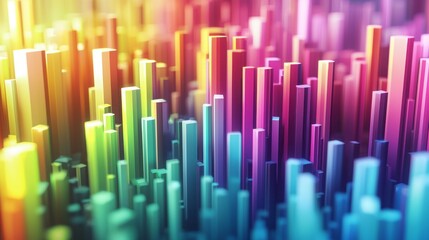 Obraz premium A mesmerizing array of vivid vertical columns rises and falls, blending hues of pink, green, and blue. This captivating formation invites viewers to explore an imaginative, otherworldly realm