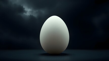 Obraz premium Egg Standing Alone Against a Dark Dramatic Moody Background Still Life