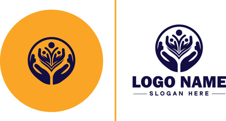 Obraz premium Volunteer Organization icon Nonprofit organization Charitable organization Community service group flat logo sign symbol editable vector