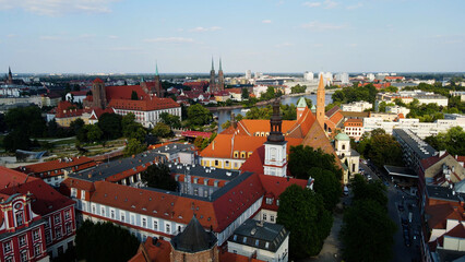 Obraz premium view city from the height of modern wish development architecture Europe Wroclaw Poland