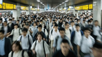 Blurred Motion of Crowds in a Japanese Train Station