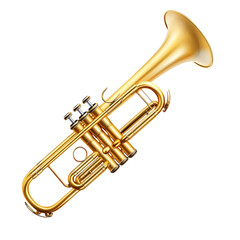Obraz premium Shiny golden trumpet musical instrument brass isolated transparent background