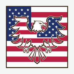 Eagle Flag Svg Red White and Blue eagle- USA Flag 
 Vintage 4th of July T Shirt Design