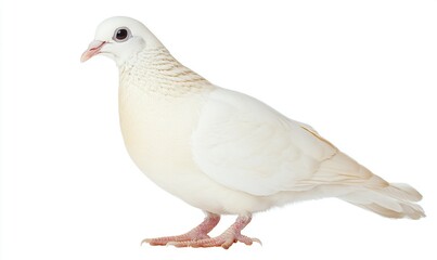Fototapeta premium White dove isolated on white background, ideal for peace, purity concepts