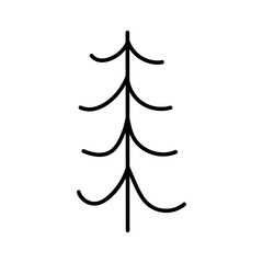 Simple line drawing of a pine tree with branches in a minimalistic style