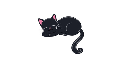 Cute Sleeping Black Cat Vector Illustration – Adorable Cartoon Kitty for Stickers, Logos, Prints, and Digital Designs