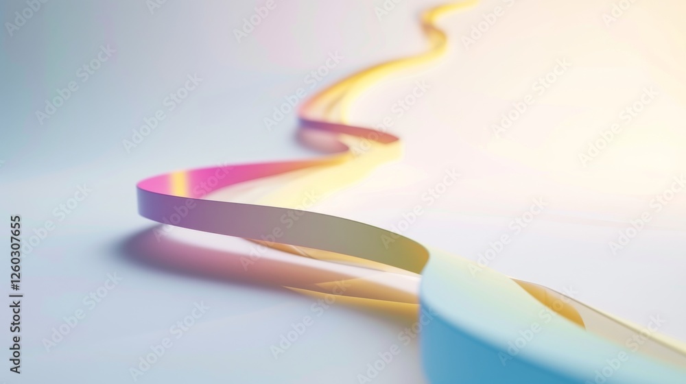 Aufkleber a minimalist abstract image featuring a smooth, pastel-colored ribbon winding across a soft gradient