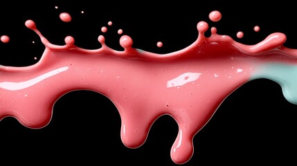  a splash of pink and blue liquid on a black background, creating a vivid contrast between the two colors