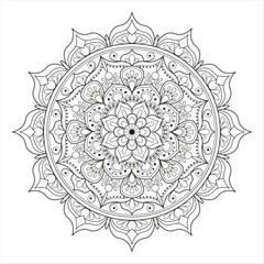 Decorative Indian Mandala Outline Pattern for Coloring