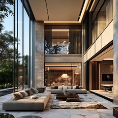 timelessly elegant living room with sky-high ceilings and arches