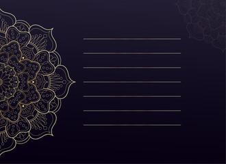 Template with Elegant Golden Mandala