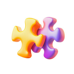 Fototapeta premium Puzzle pieces, put together, white background, bright colors.