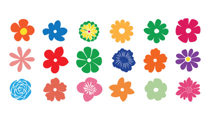 Collection of flowers icon,  Abstract botany elements, Abstract set of wildflower.