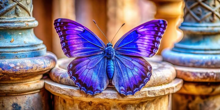 Stunning close-up:  A Common Purple Sapphire butterfly's iridescent wings in architectural detail.