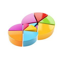 Obraz premium Colorful 3D circle chart isolated on white background. 