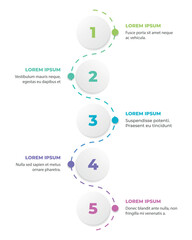 Vector design of infographic template with 5 stages or steps and text blocks
