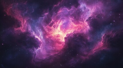 Obraz premium Abstract ethereal nebula with swirling colors. Featuring luminous gas clouds and dynamic star formations. Emphasizing cosmic beauty and mystery. Ideal for space and fantasy-themed designs.