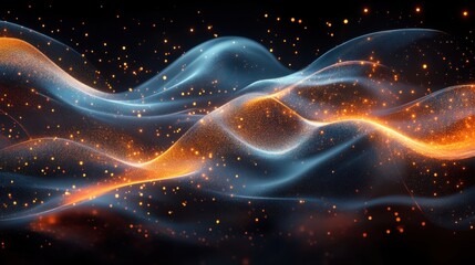 Fototapeta premium Abstract ethereal waves with luminous highlights. Featuring fluid motion and glowing accents. Emphasizing elegance and fluidity. Ideal for modern and artistic-themed designs.