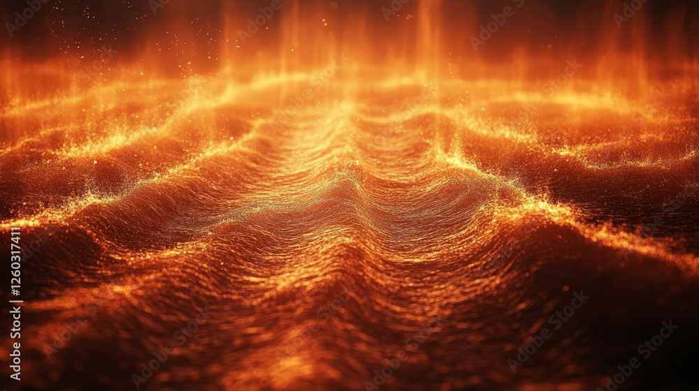 Poster sound waves radiating from center on solid color background
