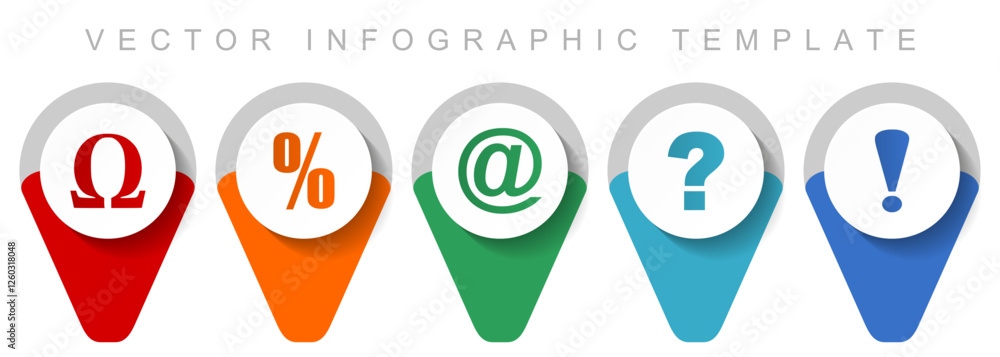 Poster icons pointer collection, miscellaneous icons such as omega, percent, at, question mark and exclamat