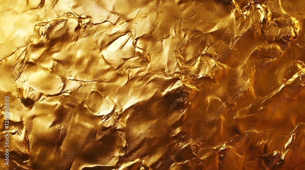 Poster stunning abstract background with a mesmerizing crumpled metallic texture in rich shimmering golden 