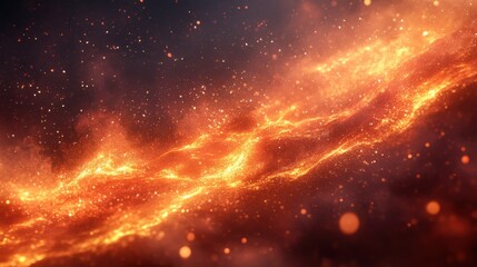 Fototapeta premium Abstract fiery scene with flames and sparks. Featuring dynamic movement and vibrant hues of red and orange. Emphasizing energy and intensity. Ideal for action and adventure-themed designs.