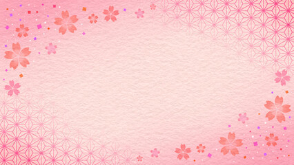 和柄　麻の葉　文様　和紙　枠　和　素材　新春　ひな祭り　和風　おしゃれ　和モダン　上品　華やか　お花見　入学　卒業　入社　新生活　年賀　正月　16:9