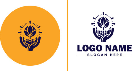 Naklejka premium Volunteer Organization icon Nonprofit organization Charitable organization Community service group flat logo sign symbol editable vector