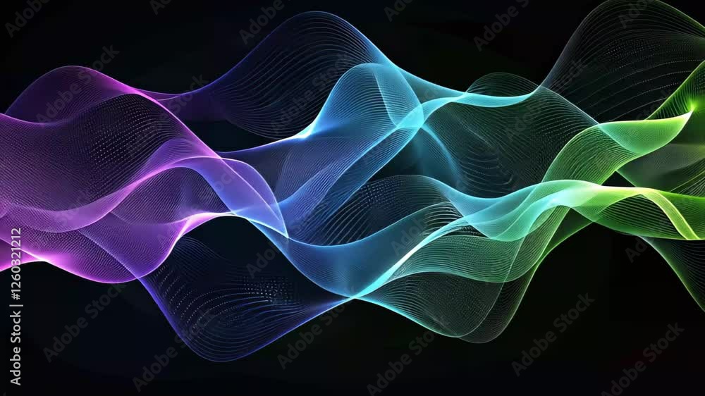 Poster vibrant waves of color intertwine and flow across a dark backdrop, creating a mesmerizing visual tha