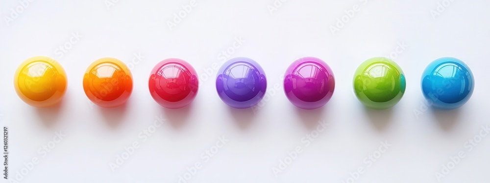 Poster vibrant gradient spheres on a white canvas, showcasing a spectrum of colors in a harmonious arrangem