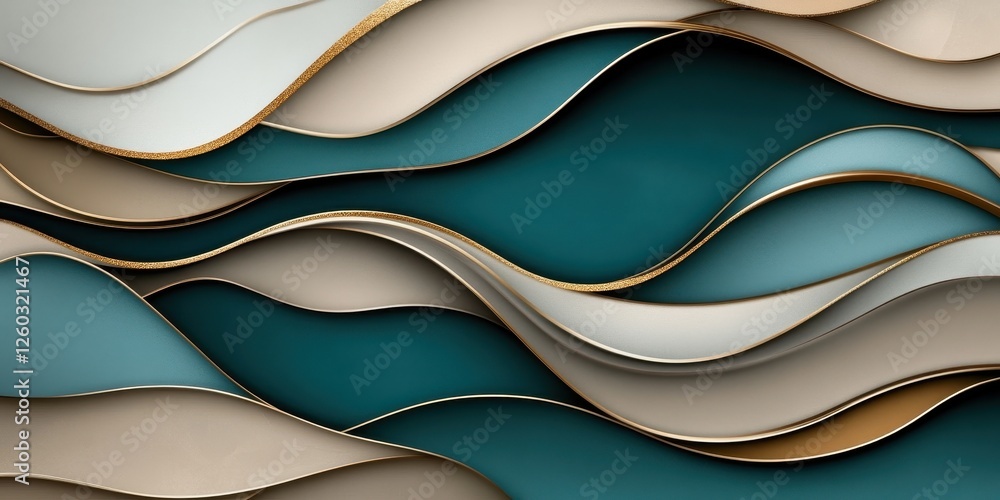 Poster flowing waves of textured fabric abstract design digital artwork soft color palette aesthetic visual