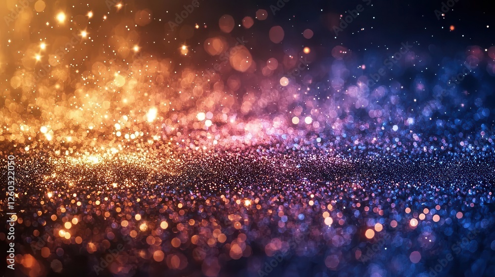 Poster a vibrant abstract image featuring sparkling particles in rich colors, creating a magical atmosphere