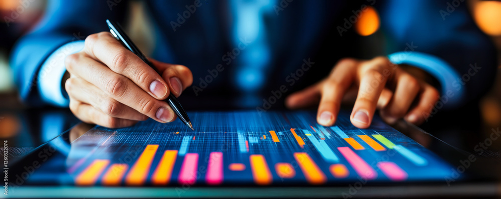 Aufkleber business strategy analysis with cost reduction and quality control on digital tablet displaying grow