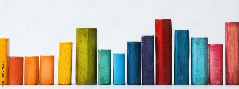 Poster colorful financial bar chart on a clean white background showcasing data trends and insights in a vi
