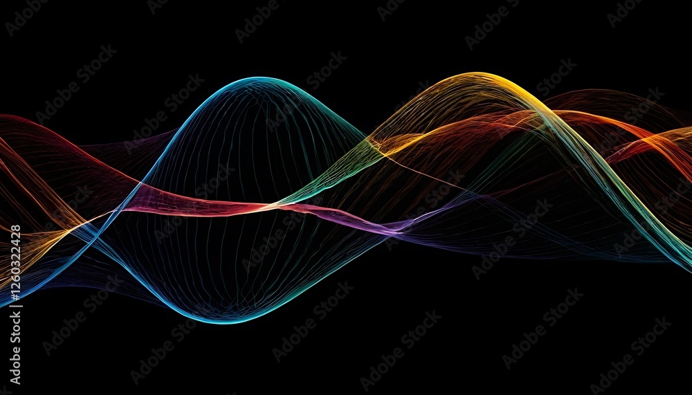 Poster futuristic geometric illustrations,wave of dots and weave lines. abstract background. network connec