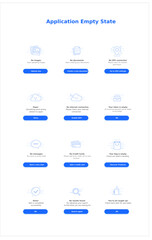 Application Empty State, App Icon, No Images, No Documents, Error, Search, No WiFi, No GPS, Done, Credit Card