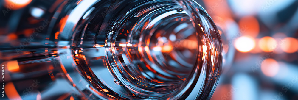 Aufkleber abstract image of a translucent cylindrical structure with concentric rings and warm and cool lighti